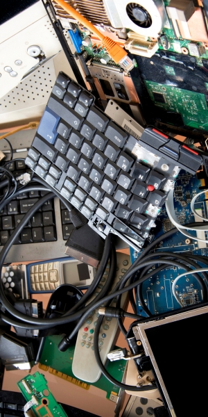 electronics waiting to be recycled