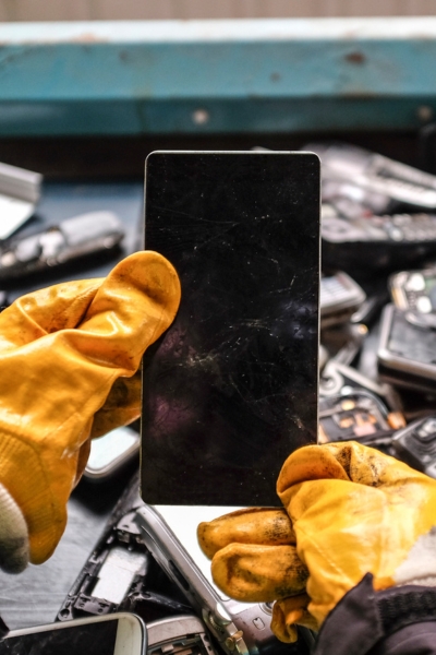 cell phone being recycled