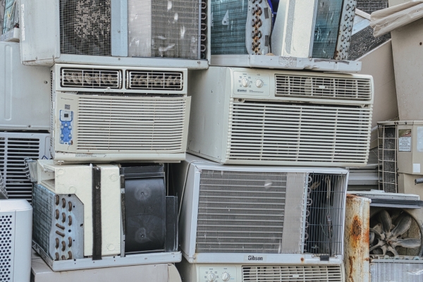 old air conditioners ready for recycling
