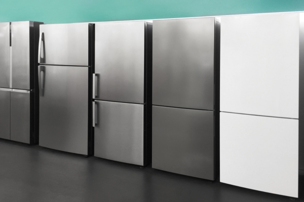 refrigerators waiting to be recycled at EACR Inc.