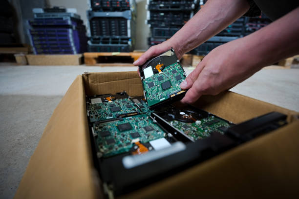 hard drives being prepped for recycling