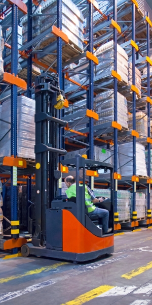 man using forklift
