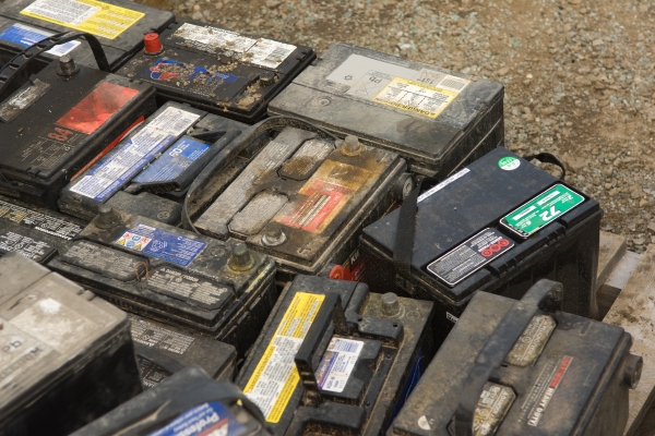 dirty old car batteries