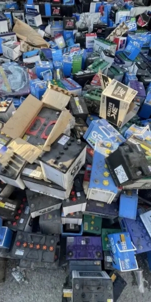 old car batteries ready to be recycled