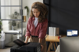 Girl using printer