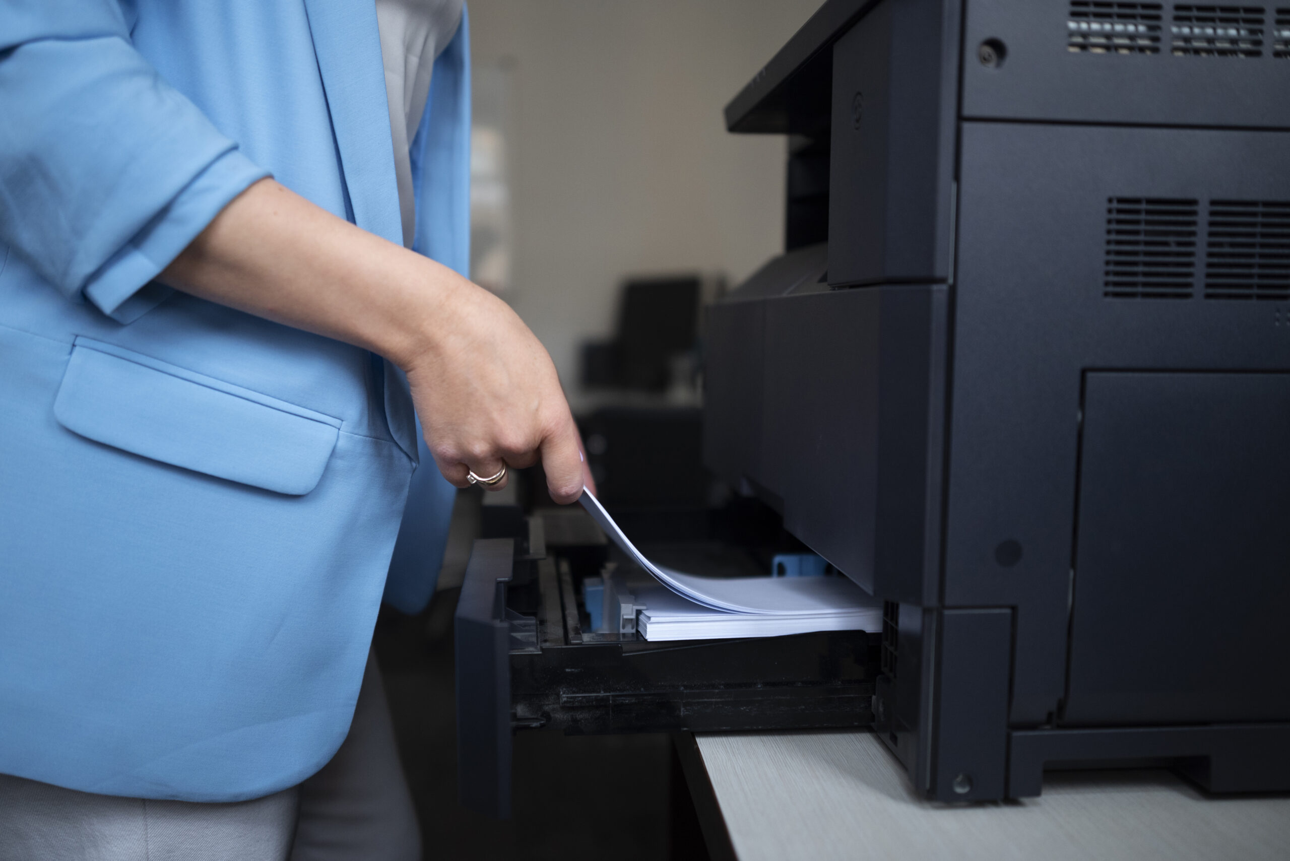 woman using printer