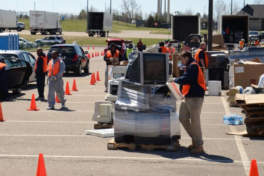 electronics recycling event in progress