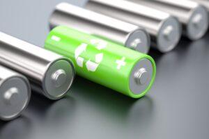batteries with recycling icon