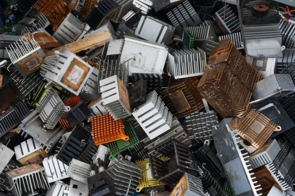 Scrap metal radiators ready for recycling