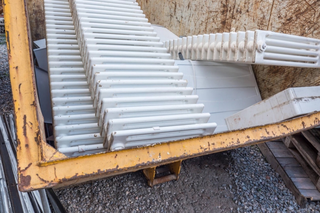 Old radiators in container for recycling