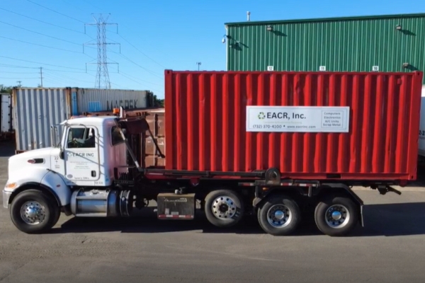 e-waste container on truck