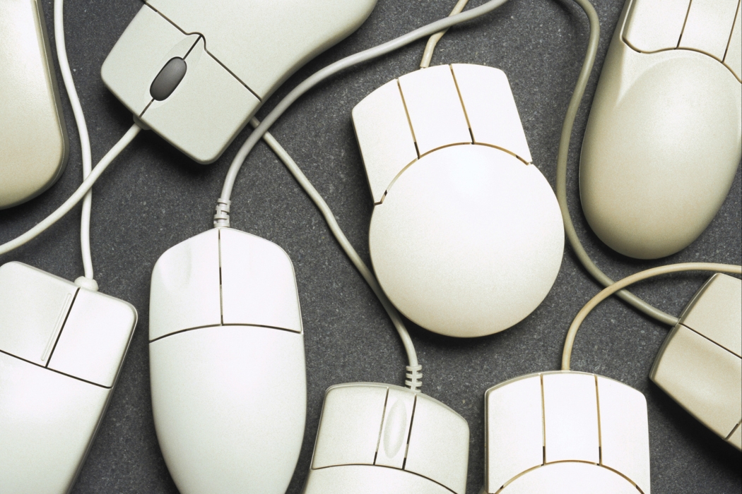 pile of computer mice to recycle