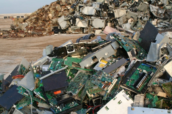Electronic waste in a landfill
