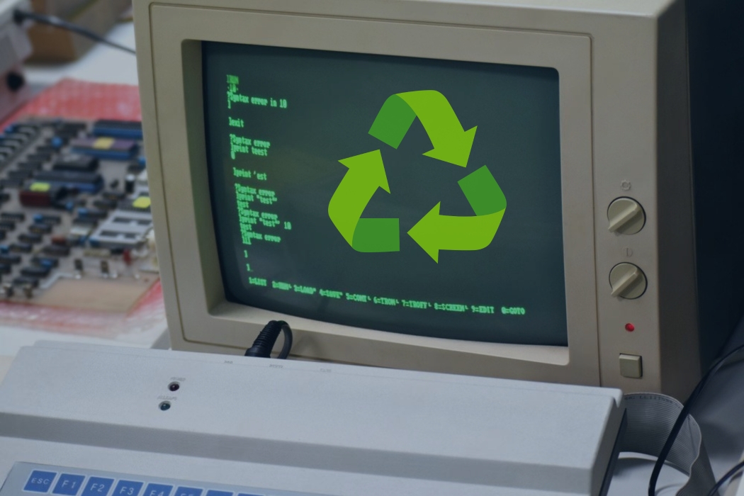 Monochrome Monitor recycling graphic