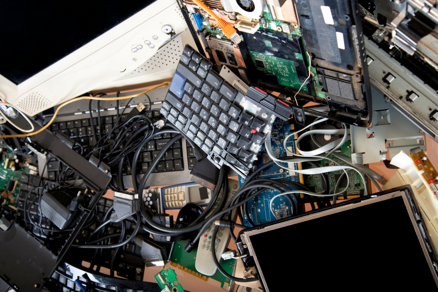 pile of e-waste to be processed