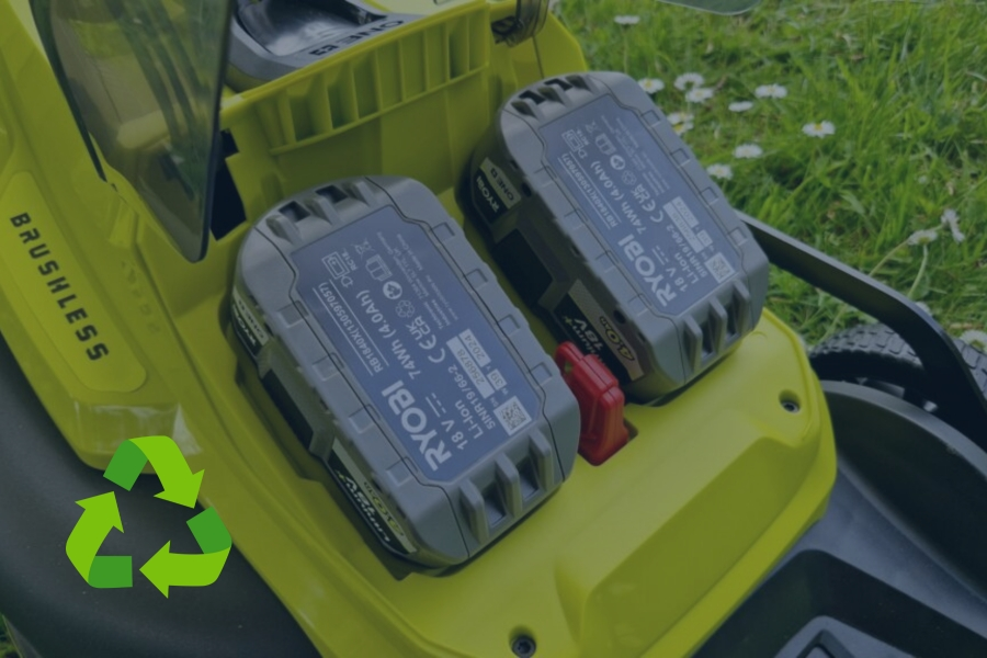 lawn mower battery recycling graphic