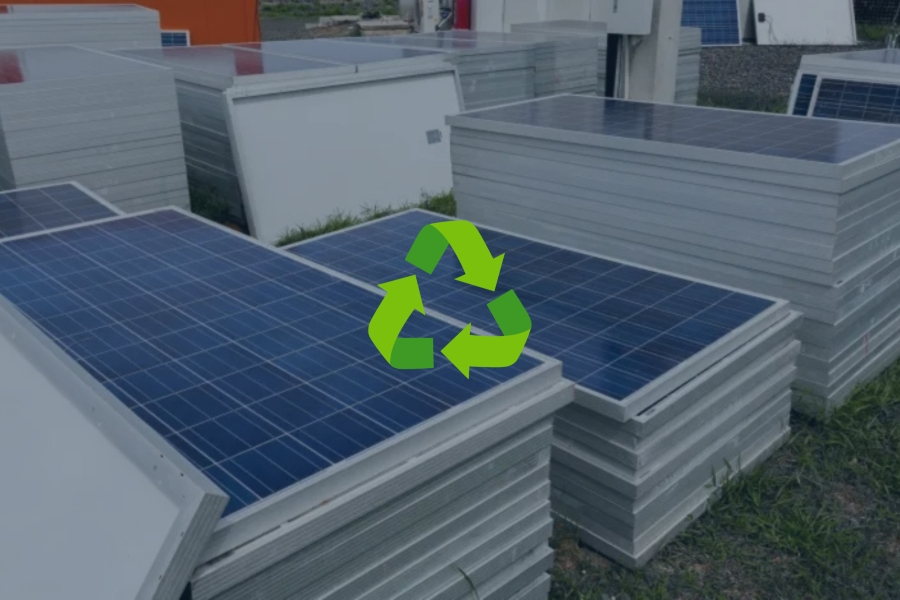 solar panels in a pile for pick up