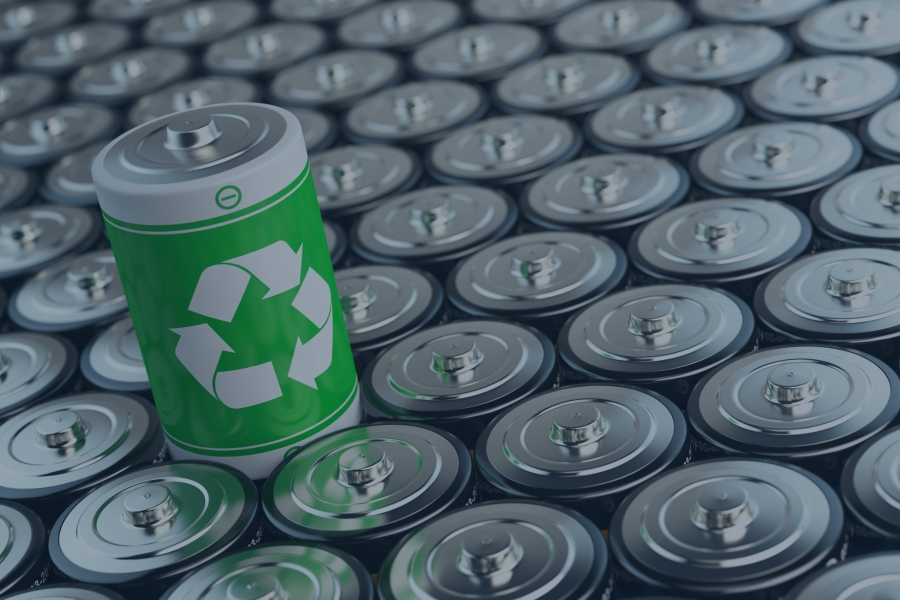 preparing batteries for recycling graphic